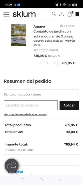Conjunto de Sofá y Mesa Amaro