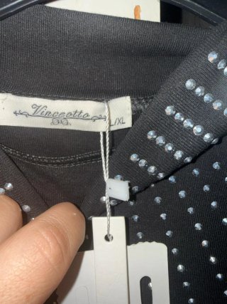 Vestido Vincenzo Negro con Brillantes Talla M