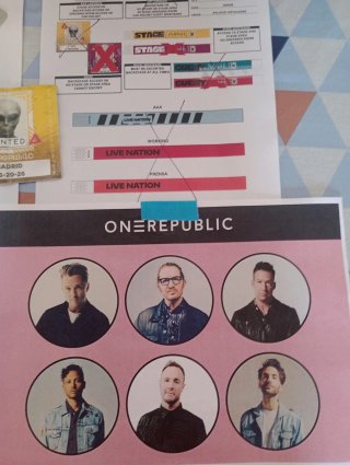 SUPER LOTE ONEREPUBLIC MADRID VISTALEGRE 20/06/26