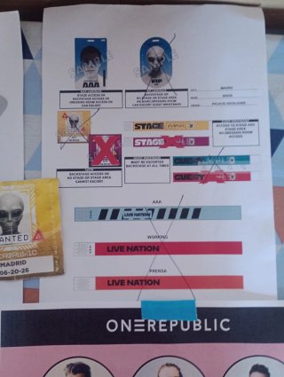 SUPER LOTE ONEREPUBLIC MADRID VISTALEGRE 20/06/26