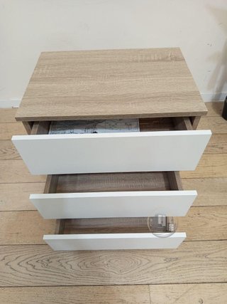 Mesita de Noche Moderna (Blanco/Madera)
