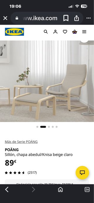 Sillón POÄNG IKEA con reposapiés