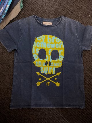 Camiseta Zara Niños Talla 6 Estampado Calavera