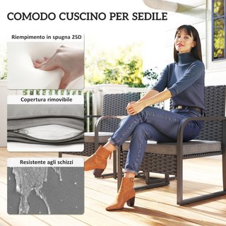 Salotto da Giardino in Rattan con 2 Poltrone da Es