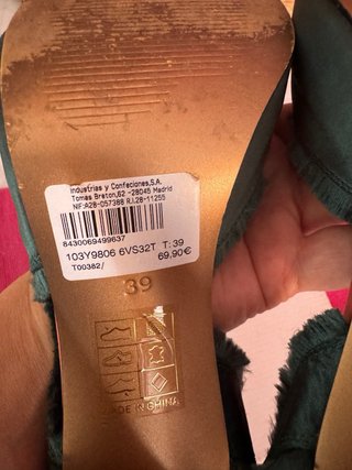 Sandalias Slingback Verde y Naranja en piel y raso