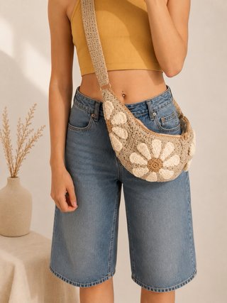 Bolso/Riñonera crochet flores