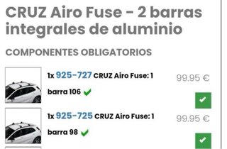 Barras portaequipajes Cruz Airo Fuse 98/106 cm
