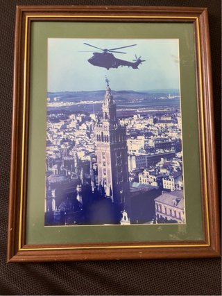 Cuadro Antiguo Giralda Helicóptero