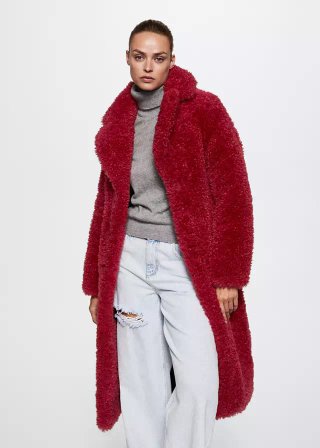 Abrigo oversize pelo rizado Mango XS