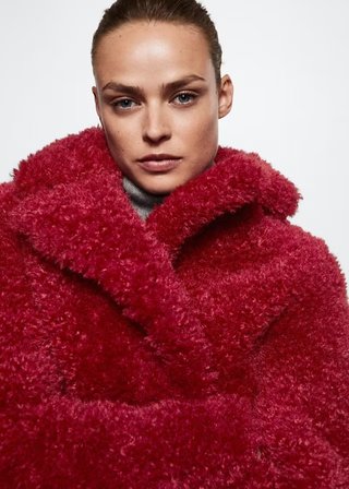 Abrigo oversize pelo rizado Mango XS