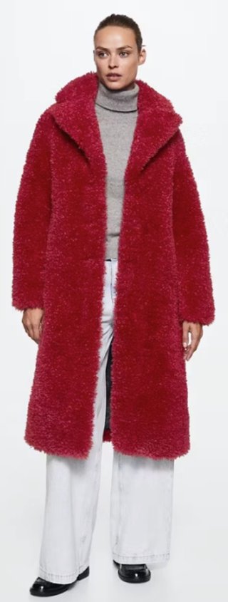 Abrigo oversize pelo rizado Mango XS