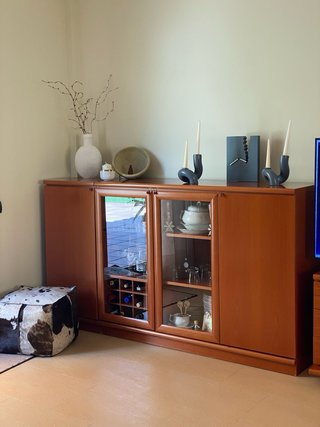 Conjunto Mesa Comedor Cristal y Sillas Madera