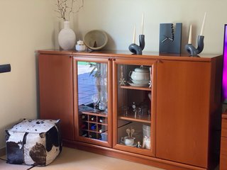 Conjunto Mesa Comedor Cristal y Sillas Madera