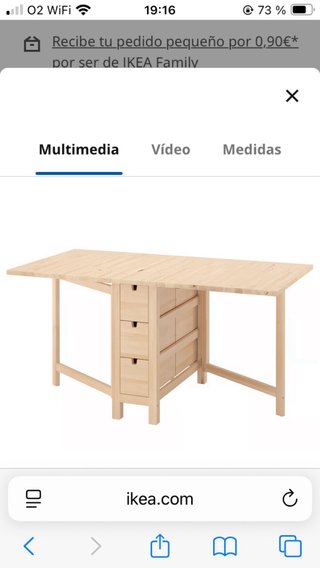 Mesa abatible Ikea Norden madera