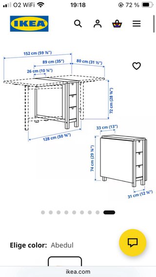 Mesa abatible Ikea Norden madera
