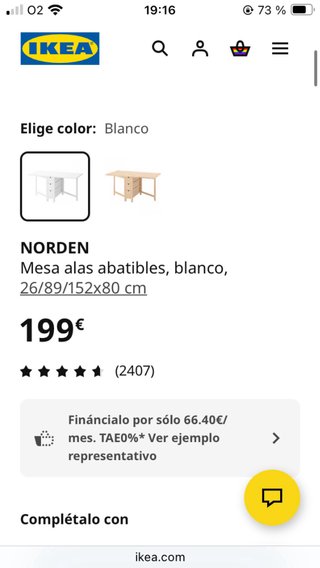 Mesa abatible Ikea Norden madera