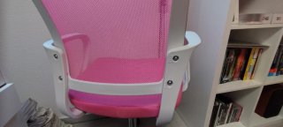 Silla de escritorio rosa y blanca