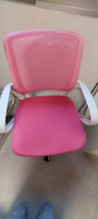 Silla de escritorio rosa y blanca