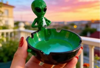 Cenicero Alien Azul con Relleno Rojo
