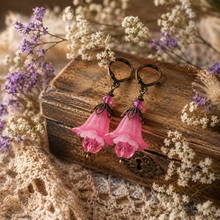 Pendientes flor rosa Swarovski hechos a mano