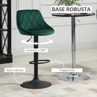 Set 2 Sgabelli da Bar, Altezza Regolabile con Base