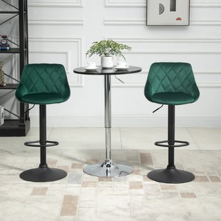 Set 2 Sgabelli da Bar, Altezza Regolabile con Base