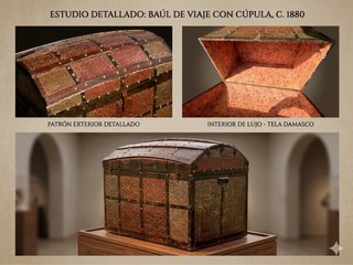 Antiguo baúl de viaje tapa abombada