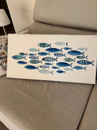 Cómoda blanca con cuadro de peces maisons du monde