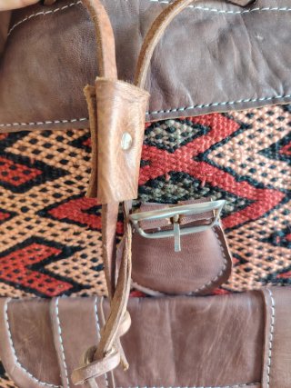 Mochila Marroquí Unisex Cuero y Tejido