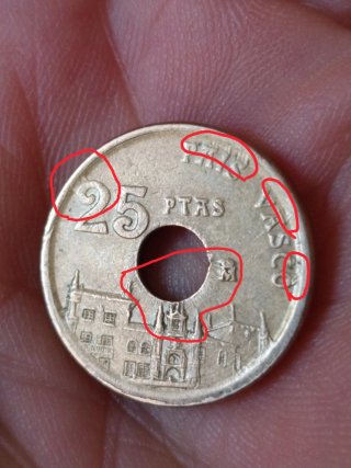 Moneda 25 Pesetas con Error