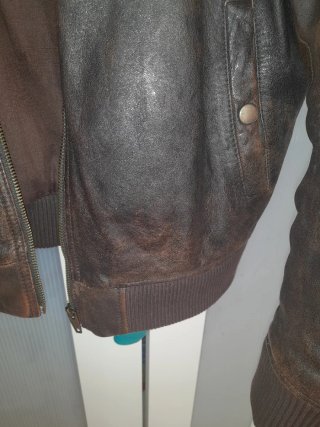Chaqueta de cuero marrón Zara