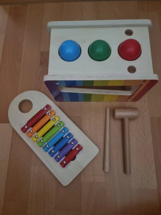 Xilófono y Martillo de Madera para Bebé
