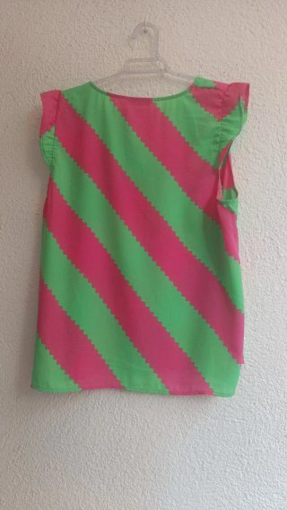 Blusa ONLY Talla S Rayas Rosa y Verde