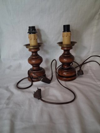 Lote 4 lámparas madera rústica