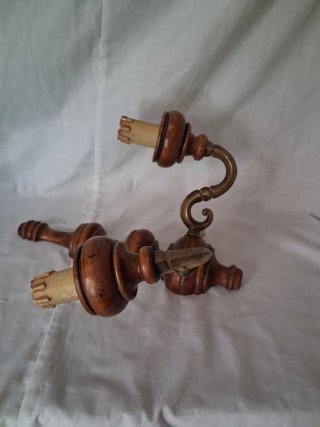 Lote 4 lámparas madera rústica