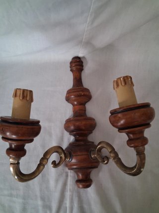 Lote 4 lámparas madera rústica