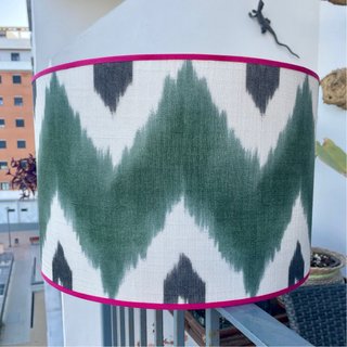 Pantalla lámpara verde Ikat