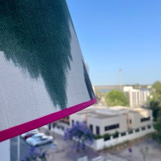 Pantalla lámpara verde Ikat