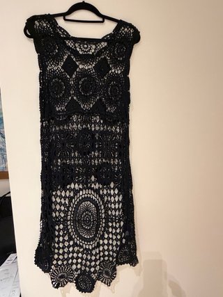 Casaca crochet negra talla L