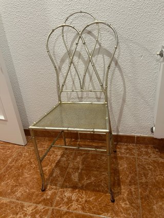 Silla Vintage Faux Bamboo Italiana Dorada