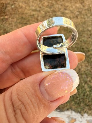 Anillo Plata Ley 925 Piedra agata musgo