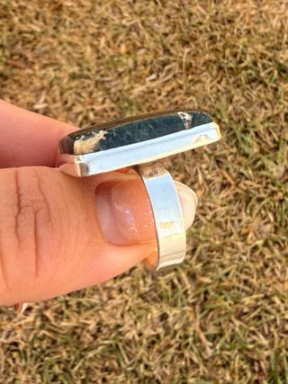 Anillo Plata Ley 925 Piedra agata musgo