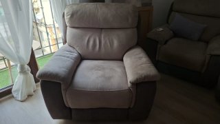 Sillón relax eléctrico beige y marrón