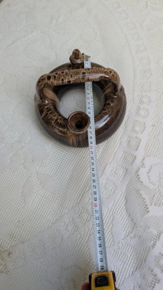 Botijo de rosca, ceramica vidriada marron