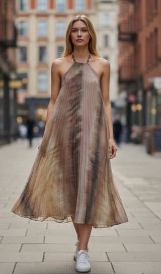 Vestido Zara Tie Dye Plisado