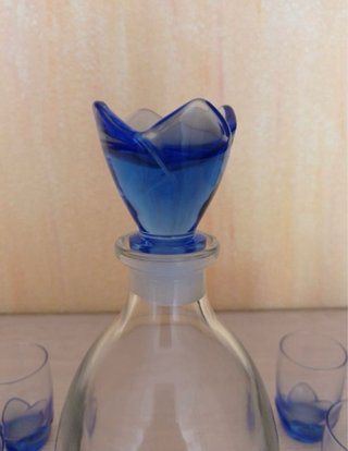 Juego de licor cristal azul