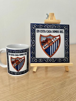Lote Azulejo y Taza Málaga CF nuevo