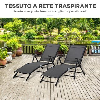 Set 2 Sdraio da Giardino Pieghevoli con Schienale