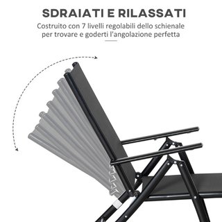 Set 2 Sdraio da Giardino Pieghevoli con Schienale