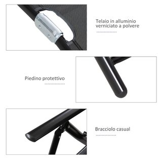 Set 2 Sdraio da Giardino Pieghevoli con Schienale